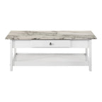 DH BASIC Transitional Rubberwood 3-Piece Open-Shelf Coffee Table and End Table Set with Drawer by Denhour