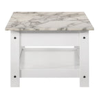 DH BASIC Transitional Rubberwood 3-Piece Open-Shelf Coffee Table and End Table Set with Drawer by Denhour