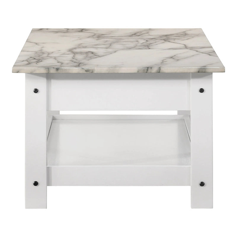 DH BASIC Transitional Rubberwood 3-Piece Open-Shelf Coffee Table and End Table Set with Drawer by Denhour