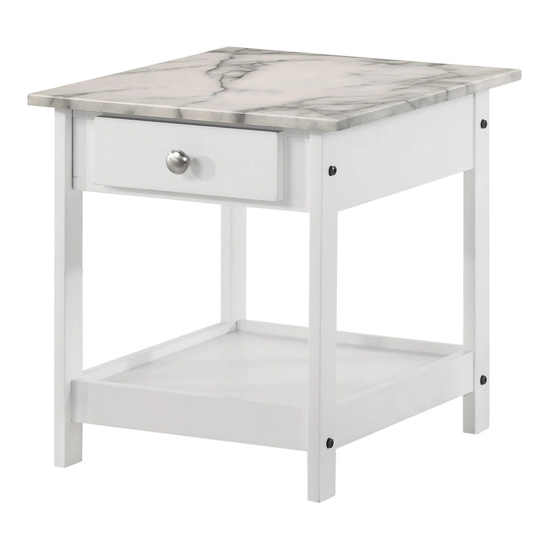 DH BASIC Transitional Rubberwood 3-Piece Open-Shelf Coffee Table and End Table Set with Drawer by Denhour