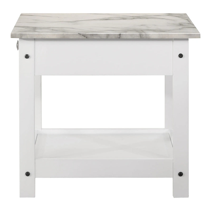 DH BASIC Transitional Rubberwood 3-Piece Open-Shelf Coffee Table and End Table Set with Drawer by Denhour