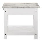 DH BASIC Transitional Rubberwood 3-Piece Open-Shelf Coffee Table and End Table Set with Drawer by Denhour