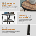 Myhozm Rustic Round End Table with Storage, Industrial Side Table for Living Room