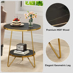Marble Gold End Table Side Table with Shelves