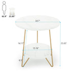Marble Gold End Table Side Table with Shelves