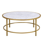Carolina Living Verazano Faux Marble Top 36 Round Coffee Table - Gold