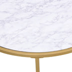 Tavolino da caffè rotondo Carolina Living Verazano con piano in simil marmo, 36 pollici - Oro