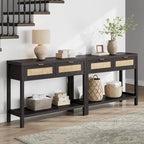 SICOTAS Consolle in Rattan con 2 Cassetti e Ripiani - 30 x 39,4 x 13,8