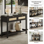 SICOTAS Consolle in Rattan con 2 Cassetti e Ripiani - 30 x 39,4 x 13,8