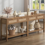 SICOTAS Consolle in Rattan con 2 Cassetti e Ripiani - 30 x 39,4 x 13,8