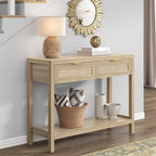 SICOTAS Consolle in Rattan con 2 Cassetti e Ripiani - 30 x 39,4 x 13,8