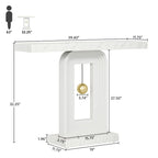 Consolle moderna con base geometrica, tavolino stretto da 100 cm con decorazioni dorate per soggiorno, ingresso, corridoio
