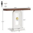 Consolle moderna con base geometrica, tavolino stretto da 100 cm con decorazioni dorate per soggiorno, ingresso, corridoio