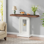 Consolle moderna con base geometrica, tavolino stretto da 100 cm con decorazioni dorate per soggiorno, ingresso, corridoio