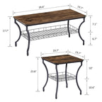 3-Piece Occasional Coffee Table Set, Vintage Living Room Set with 2 End Table