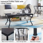 3-Piece Occasional Coffee Table Set, Vintage Living Room Set with 2 End Table