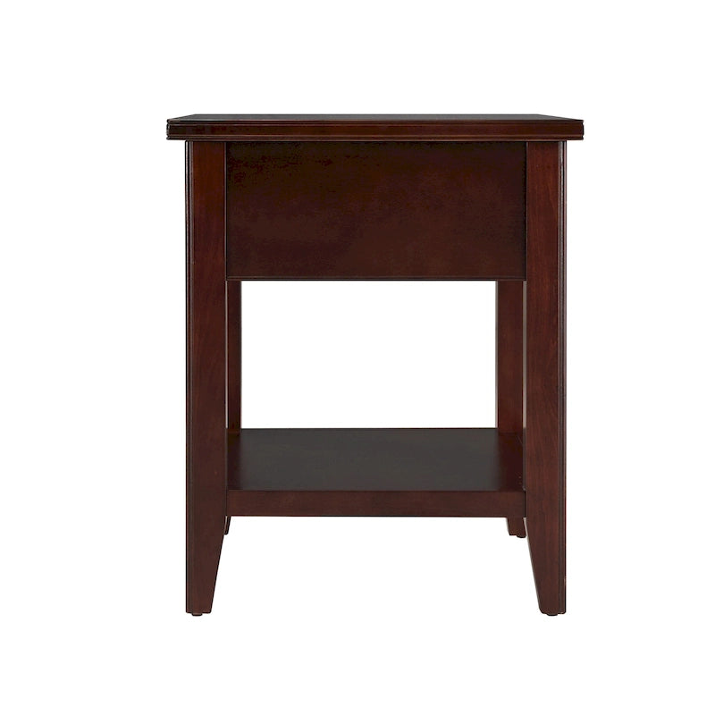 Tavolino in legno massello Laurent da 50 cm con ripiano e cassetto