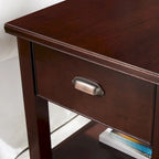 Tavolino in legno massello Laurent da 50 cm con ripiano e cassetto