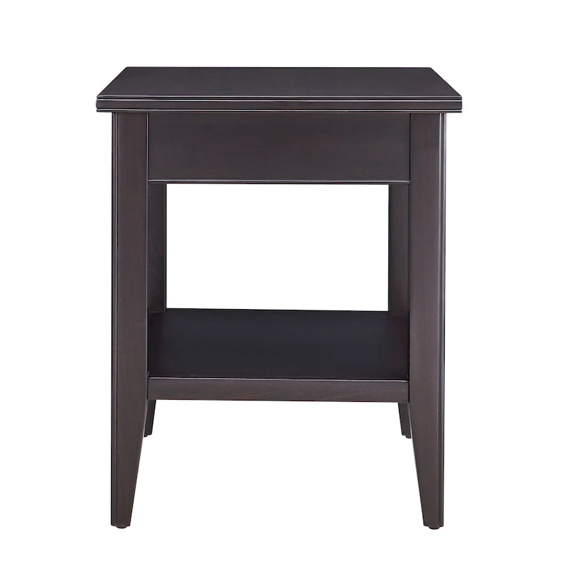 Tavolino in legno massello Laurent da 50 cm con ripiano e cassetto