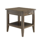 Tavolino in legno massello Laurent da 50 cm con ripiano e cassetto