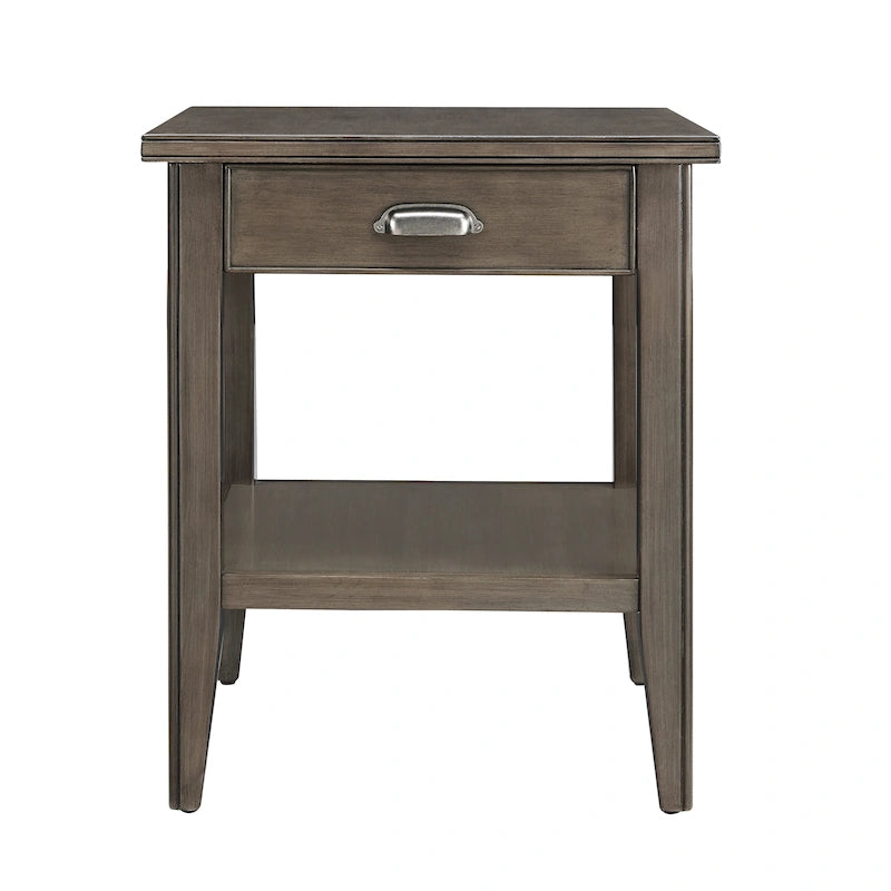 Tavolino in legno massello Laurent da 50 cm con ripiano e cassetto