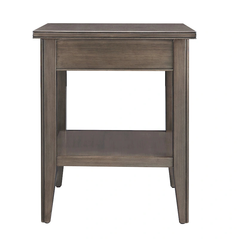 Tavolino in legno massello Laurent da 50 cm con ripiano e cassetto