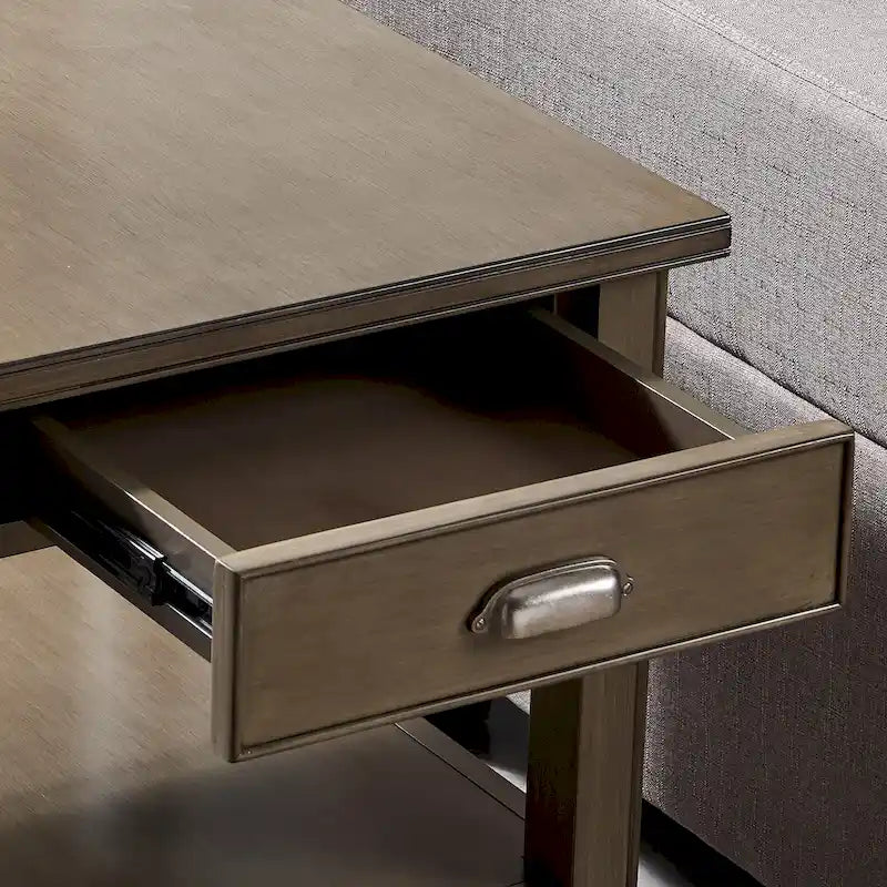 Tavolino in legno massello Laurent da 50 cm con ripiano e cassetto
