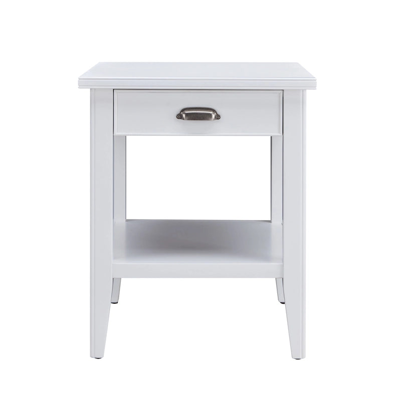 Tavolino in legno massello Laurent da 50 cm con ripiano e cassetto