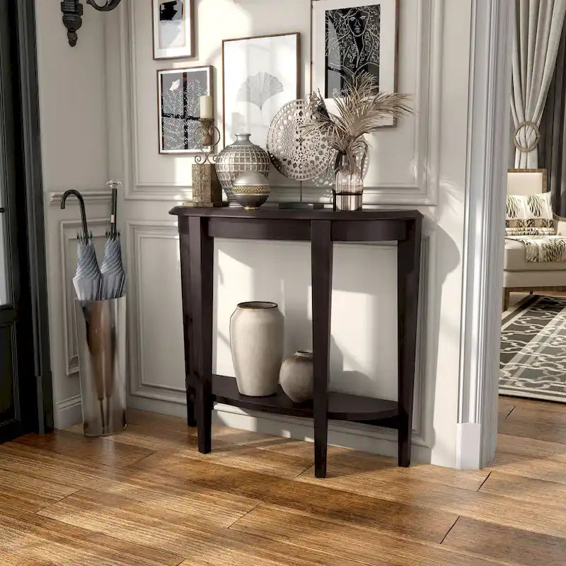 DH BASIC Tavolo Consolle Mezzaluna Decorativo a 1 Ripiano Marrone Contemporaneo di Denhour