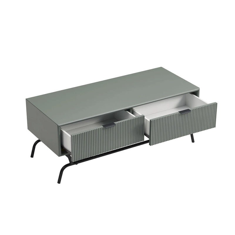 Tavolino da Caffè DH BASIC Modern 42 pollici a 2 Cassetti con Gambe in Metallo di Denhour