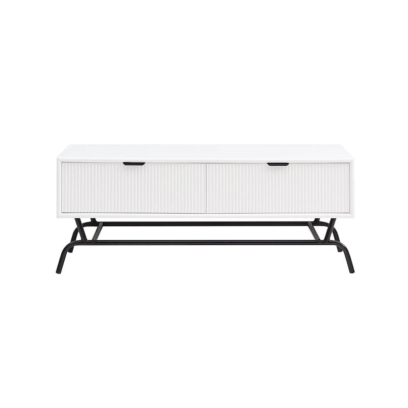 Tavolino da Caffè DH BASIC Modern 42 pollici a 2 Cassetti con Gambe in Metallo di Denhour