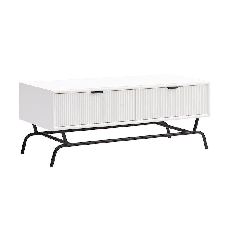 Tavolino da Caffè DH BASIC Modern 42 pollici a 2 Cassetti con Gambe in Metallo di Denhour