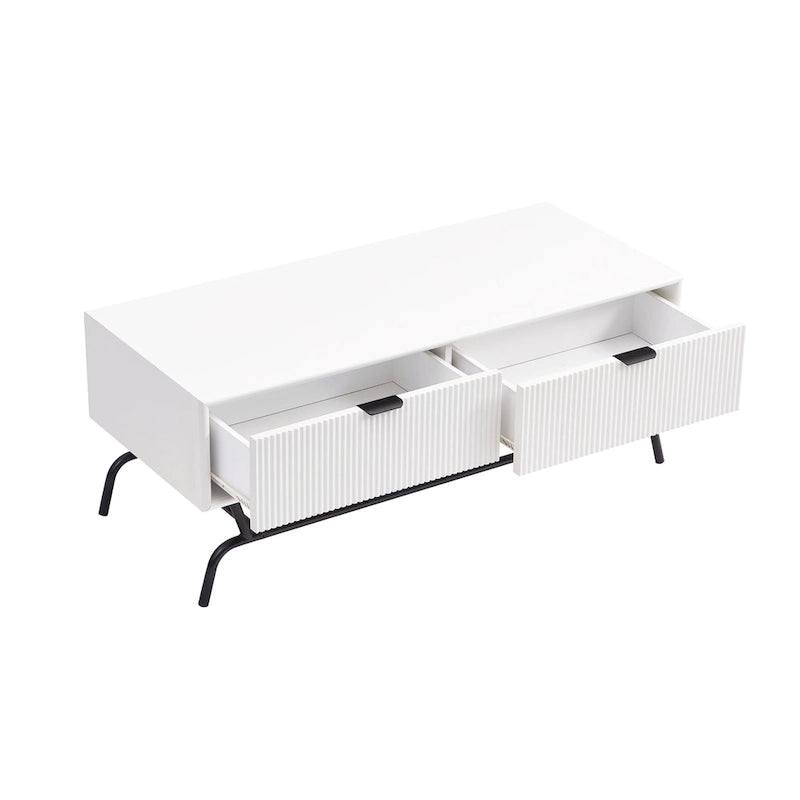 Tavolino da Caffè DH BASIC Modern 42 pollici a 2 Cassetti con Gambe in Metallo di Denhour
