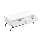 Tavolino da Caffè DH BASIC Modern 42 pollici a 2 Cassetti con Gambe in Metallo di Denhour