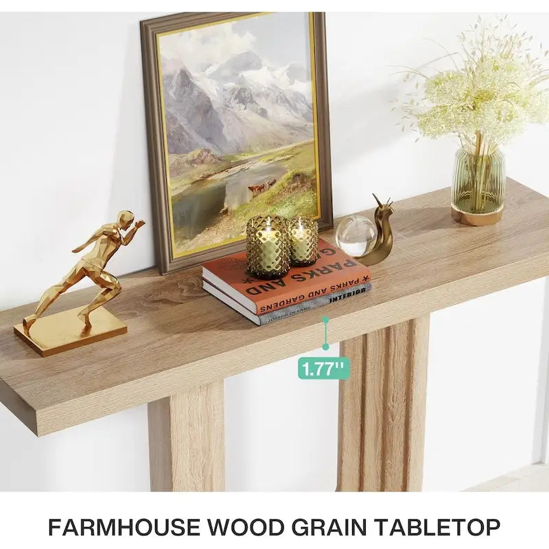 Table d'entrée en bois de 99 cm avec base géométrique