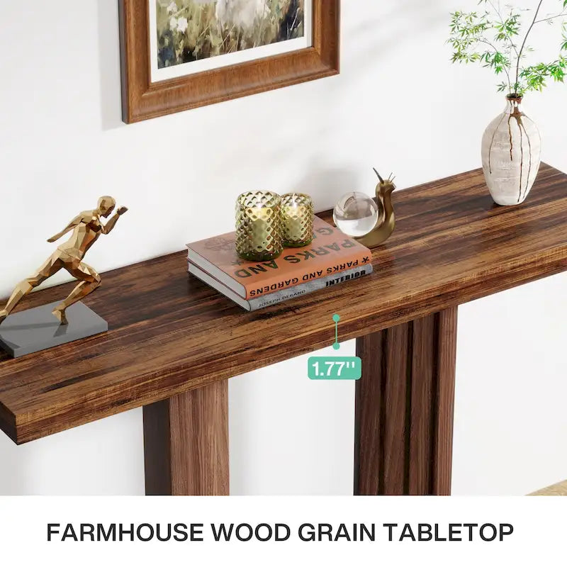 Table d'entrée en bois de 99 cm avec base géométrique
