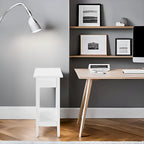 Tavolino Laterale in Legno con Ribalta, Ampio Contenitore, Design Compatto Salvaspazio e Comodo Ripiano