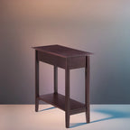 Tavolino Laterale in Legno con Ribalta, Ampio Contenitore, Design Compatto Salvaspazio e Comodo Ripiano