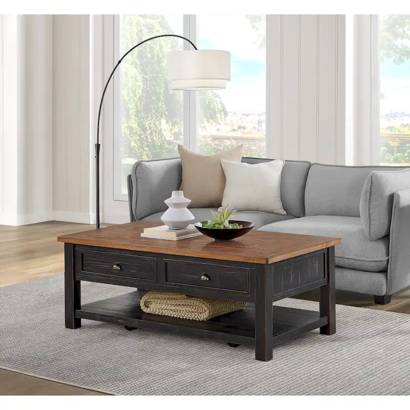 Tavolino da caffè The Gray Barn Downington in legno massello con 2 cassetti