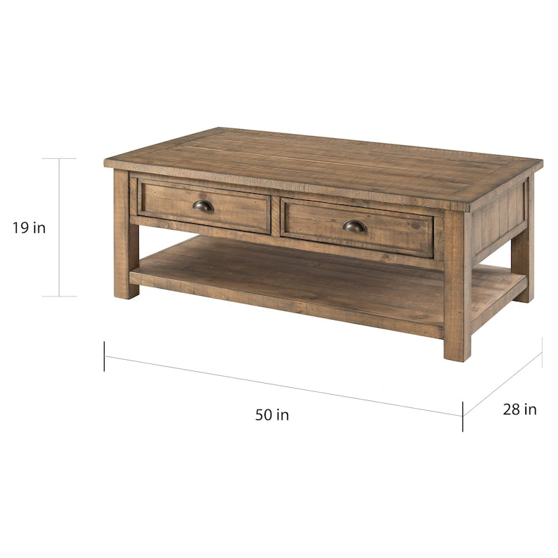 Tavolino da caffè The Gray Barn Downington in legno massello con 2 cassetti