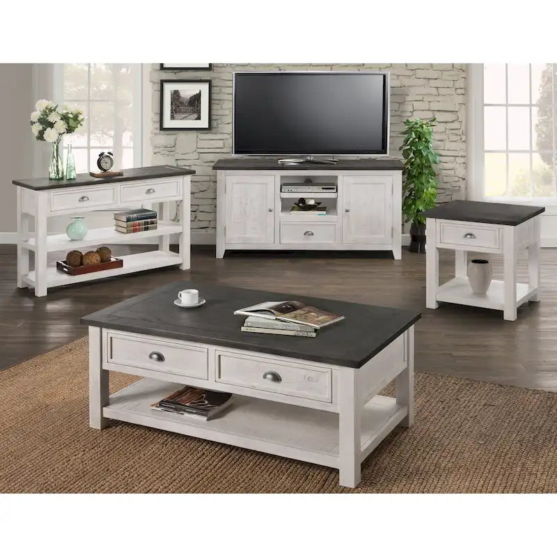Tavolino da caffè The Gray Barn Downington in legno massello con 2 cassetti