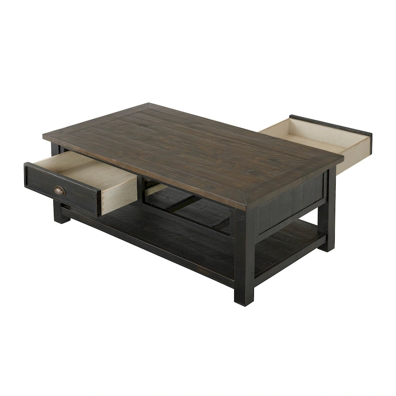 Tavolino da caffè The Gray Barn Downington in legno massello con 2 cassetti