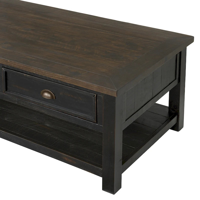 Tavolino da caffè The Gray Barn Downington in legno massello con 2 cassetti