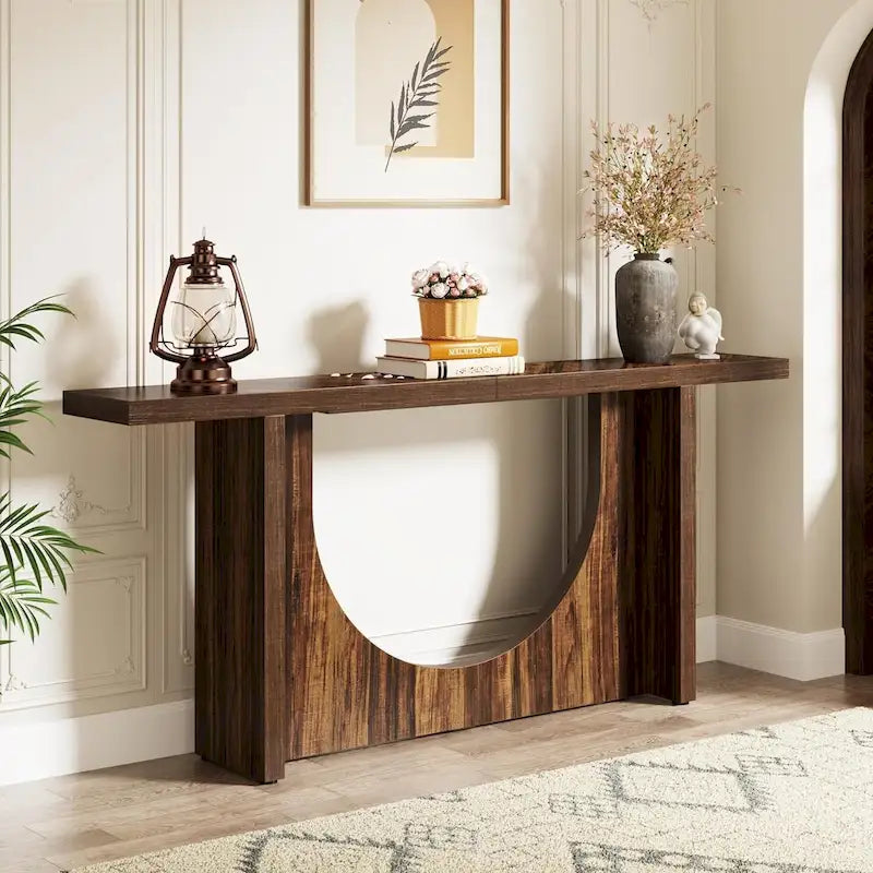 Consolle rustica extra lunga, Tavolo da ingresso vintage, Tavolo d'accento in legno per corridoio