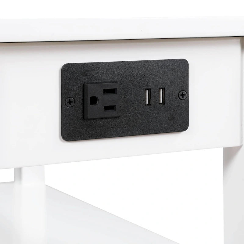 Convenience Concepts Tavolino/Comodino con 1 cassetto American Heritage con stazione di ricarica e ripiani