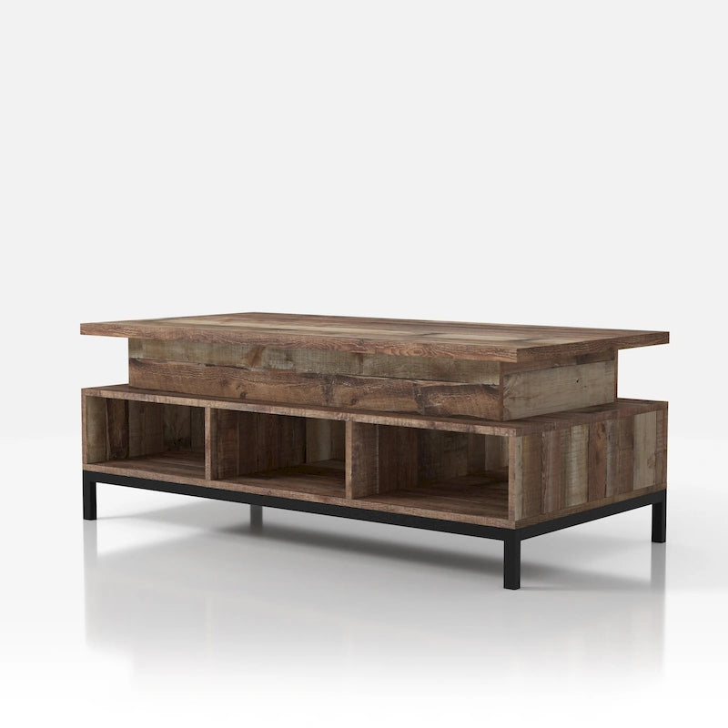 Table basse relevable rustique DH BASIC de 47 pouces avec rangement