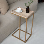 COZAYH Farmhouse C Table End Table, Distressed Beaded Edge Tray Top Side Table