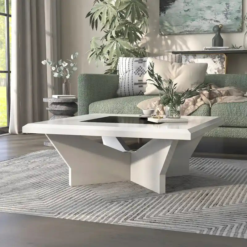 Tavolino da caffè Ameena con piano in vetro contemporaneo di Furniture of America