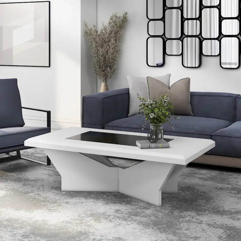 Tavolino da caffè Ameena con piano in vetro contemporaneo di Furniture of America