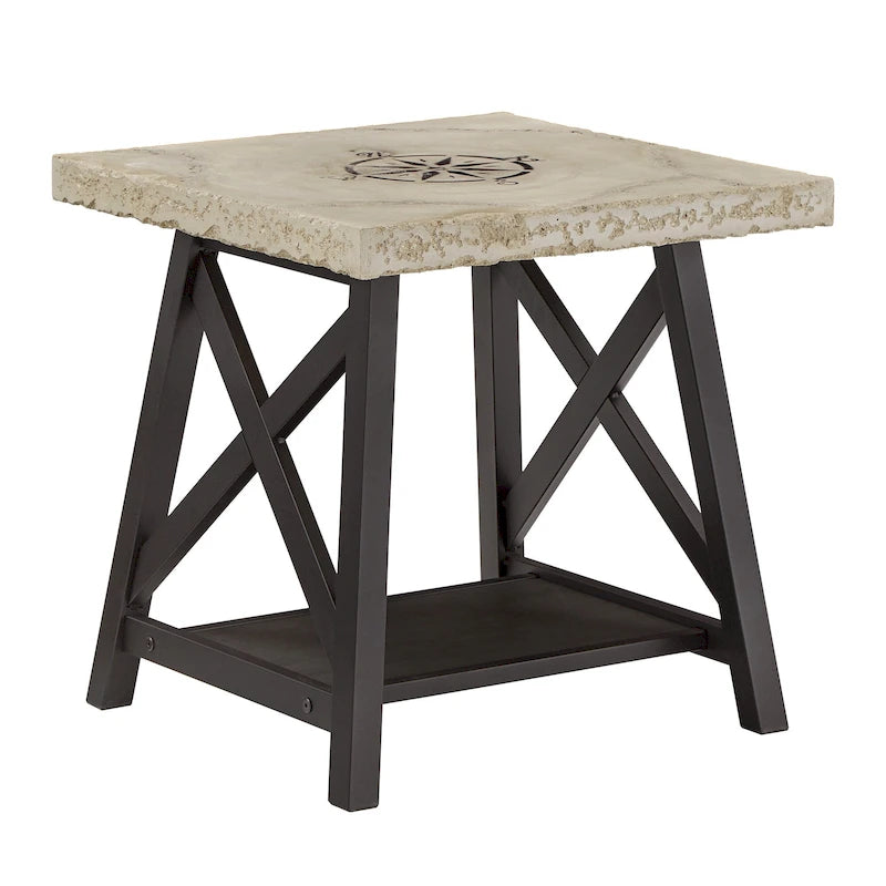 Tavolino d'appoggio Bryson Rustic X-Base con ripiano di iNSPIRE Q Classic